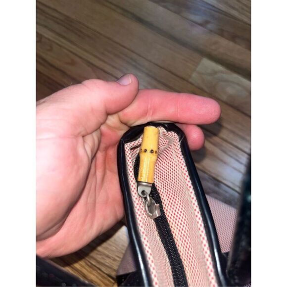 Vintage Tommy Bahama Small Shoulder Tote Bag Red Woven Zip Closure - Picture 6 of 6